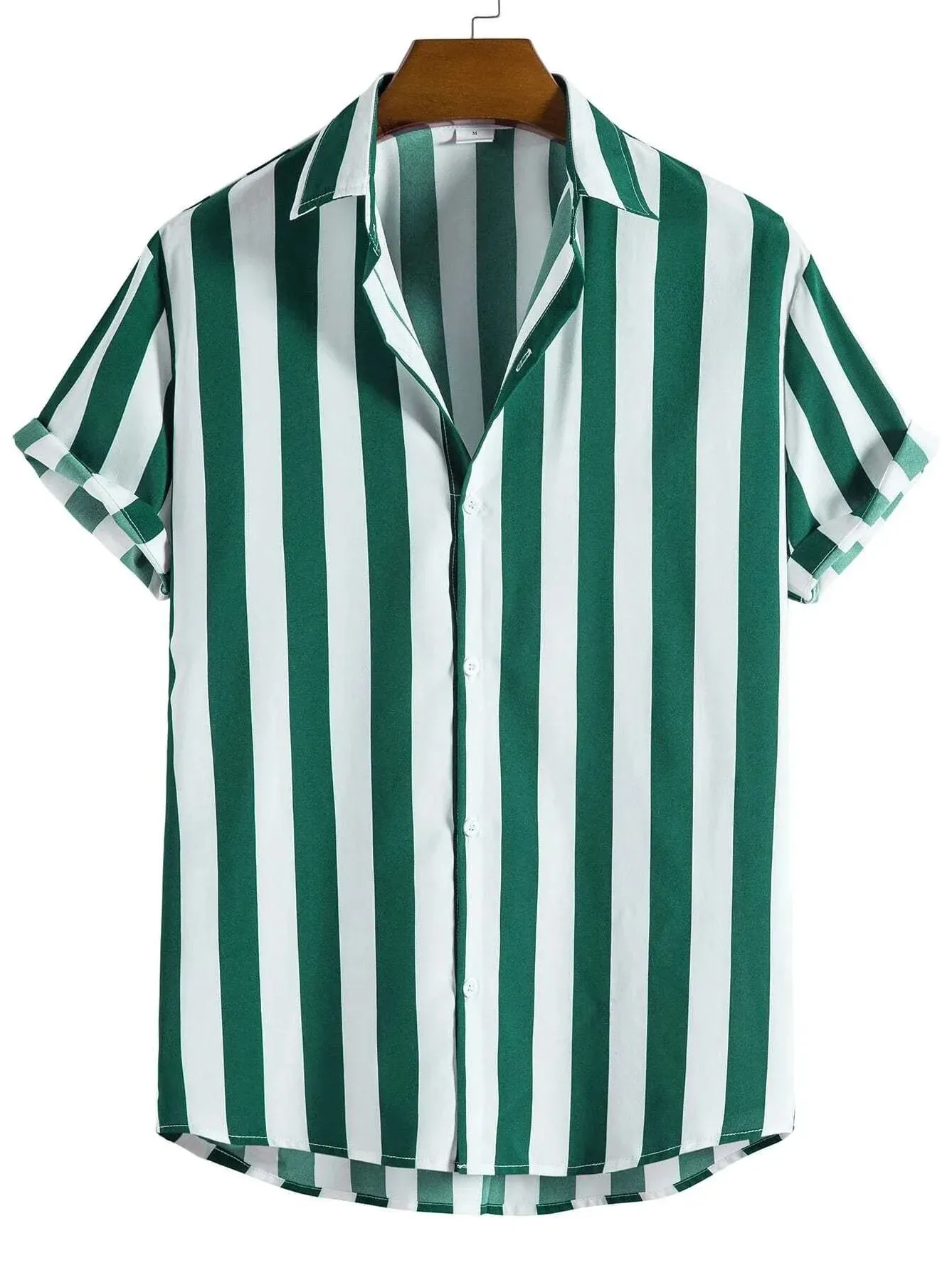 

Printed Vertical Striped ort Sve irt Loose Fit Collar Regular Length Summer Casual Men's Faion Chinese Brand