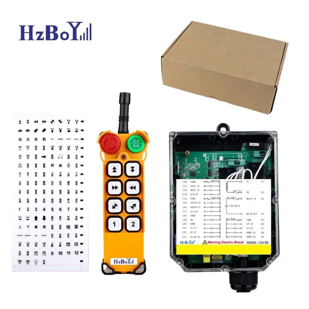 F24-8D Industrial Remote Control 8-Button Telecrane Crane Remote Control with 2-Speed Made of Plastic 433MHz Frequency