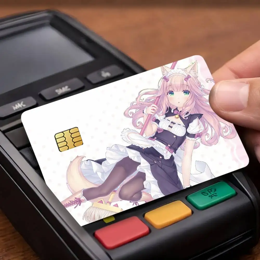 Anime Game N-Nekopara Credit Decorative Card Stickers Suitable For Bank Cards Metro Transit Anti-scratch Gift 4PCS
