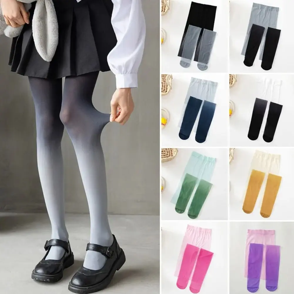 Thin Pantyhose Tights Sexy Candy Color Transparent Women Gradient Tights Leggings Gradient Stockings Ladies