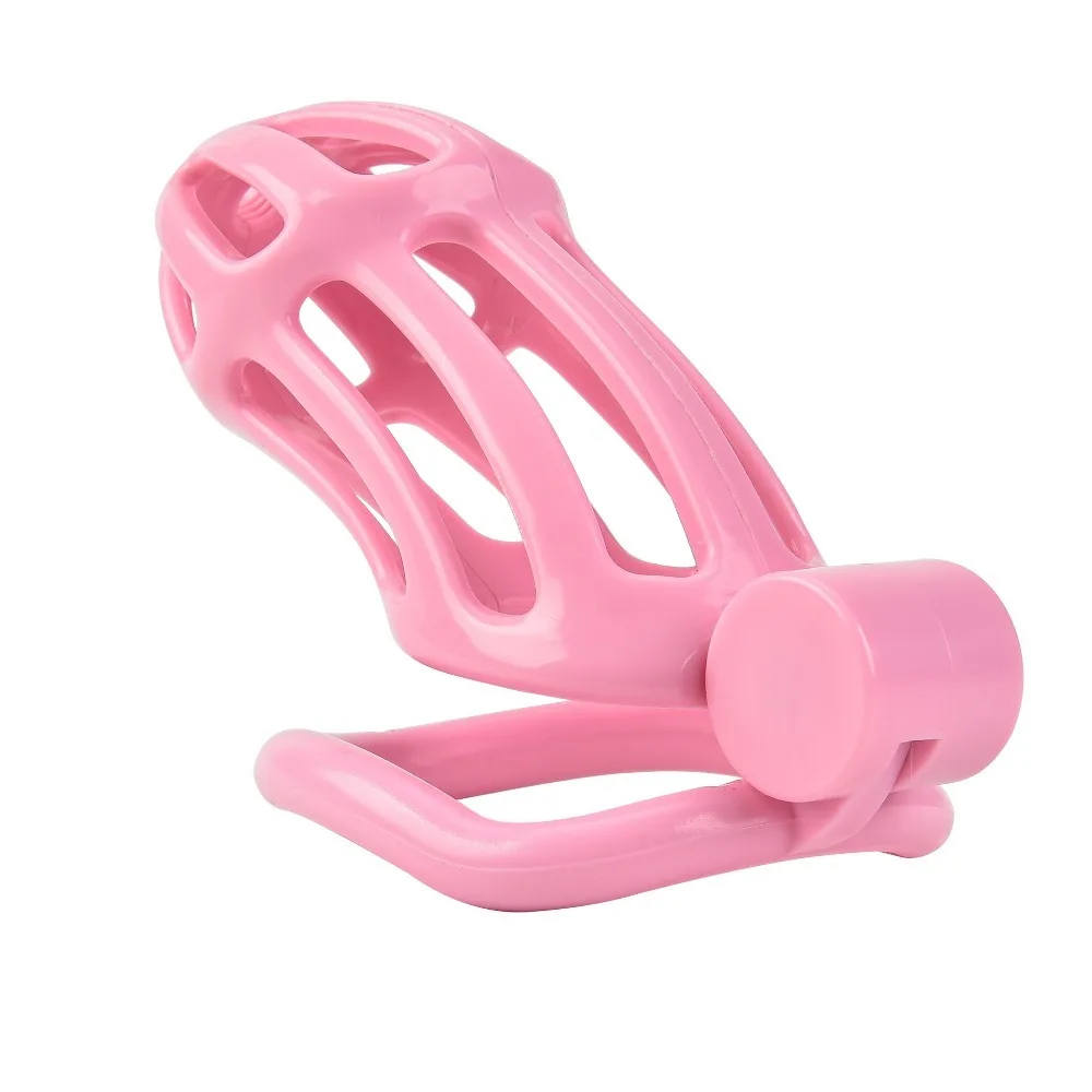 Pink Male Penis Cage with 5 Cock Rings Set Long Penis Bondage Bird Chastity Cage Belt Cock Ring Slave Restraint Man Sex Toy view 2