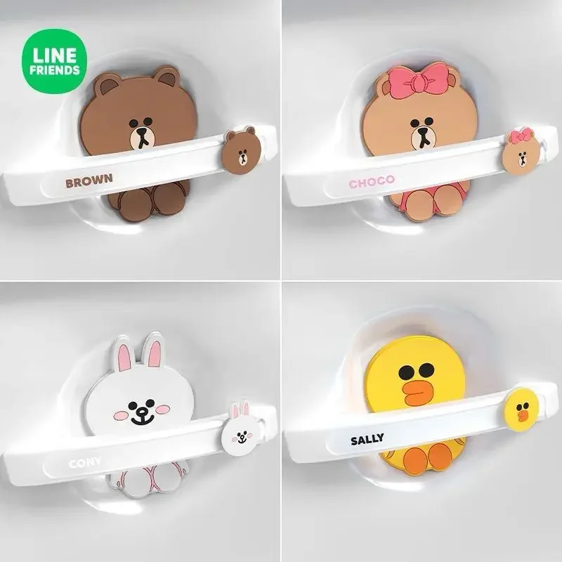 Cute Cartoon Choco Car Door Handle Anti-collision Strip Brown Cony Anti-scratch Door Sticker Rearview Mirror Protection Strip