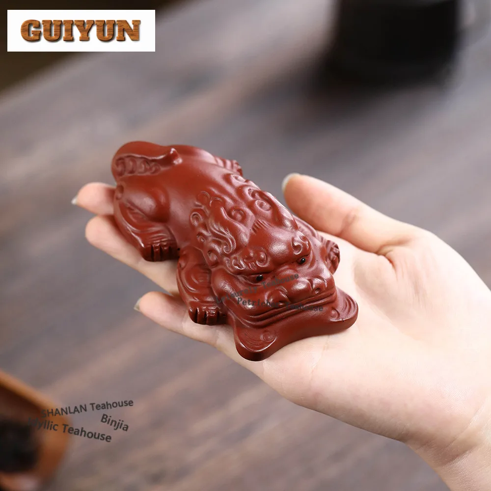 Yixing Purple Clay Pixiu Tea Pet Vintage Flowerpot Landscaping Tea Figurine Play Toys Tea Statue Ornaments Craftsmanship Craft