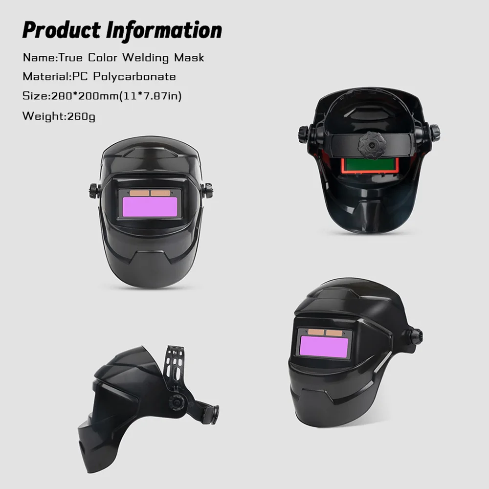 Welding Helmet Welder Mask Chameleon Large View True Color Solar Power Auto Darkening Welding Large For Arc Weld Grind Cut image 5