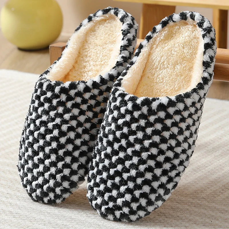 Couple Indoor Slippers Warm Plush Home Female Slipper Autumn Winter Shoes House Flat Floor Home Soft Slient Slides For Bedroom