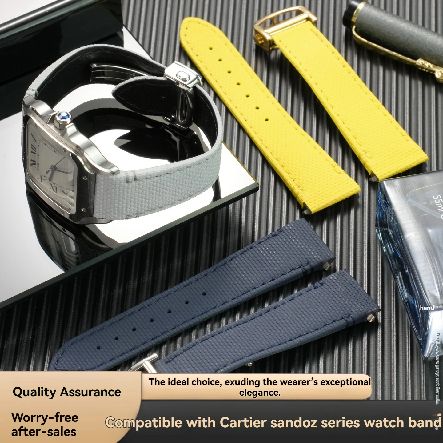 High quality quick release fluororubber watch strap for Cartier Sandus series WSSA0010 WSSA0009 WSSA0008 special 15mm 19mm 21mm