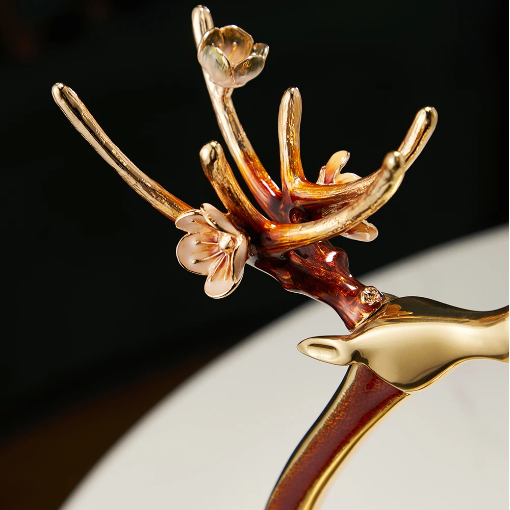 الحرف المعدنية الحديثة منضدية الديكور النحاس الغزلان النحت الحرف الحيوانية الديكور #3