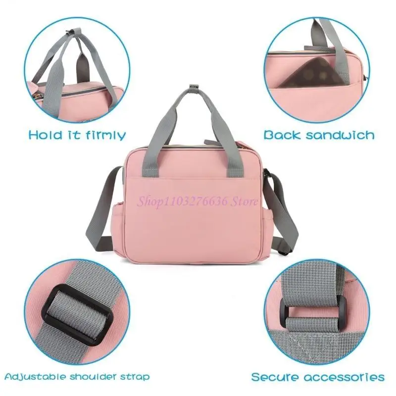 

R6FD Large Capacity Diaper Bag, Multifunctional Baby Essential Organiser Case Portable Shoulder Bag for Stylish Moms