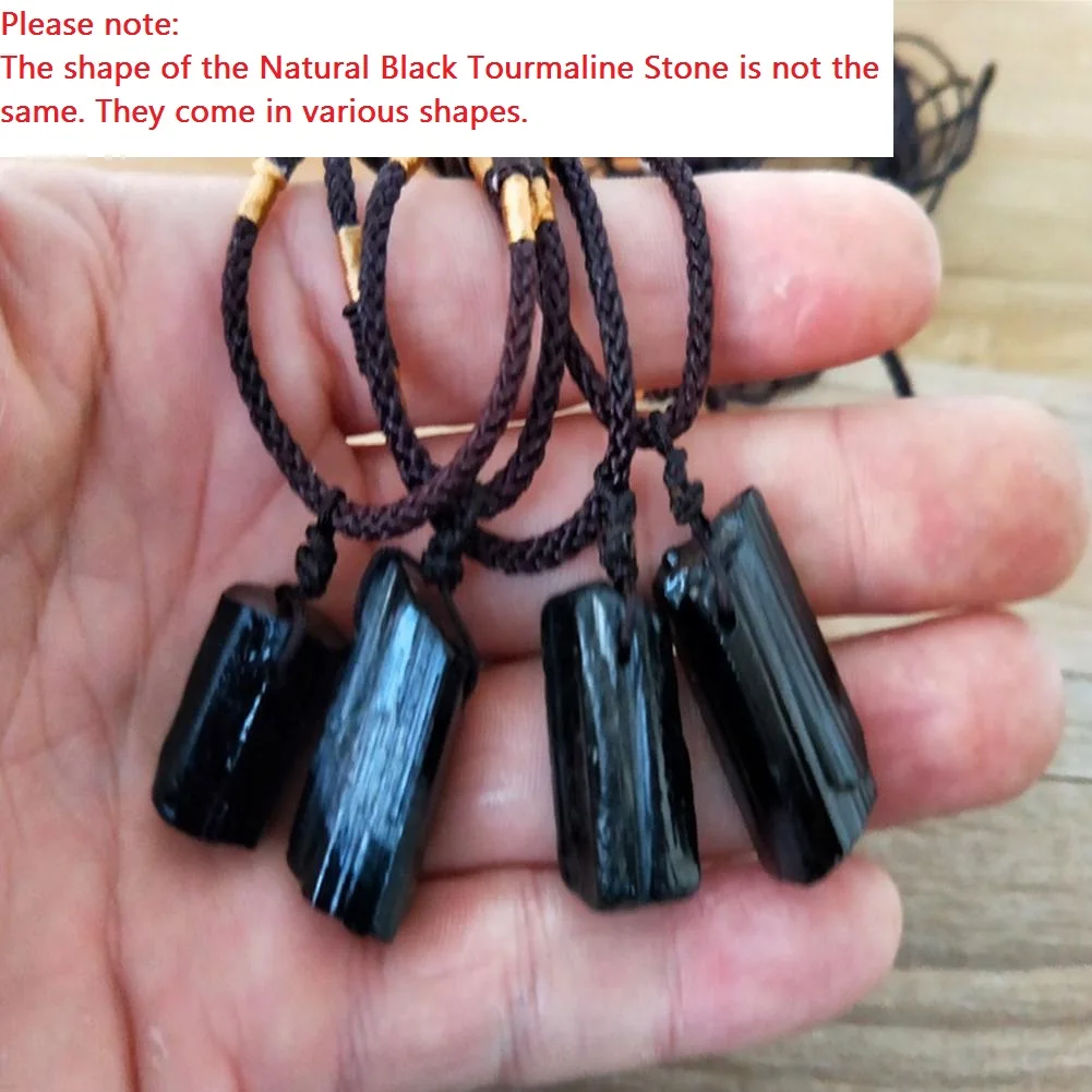 Natural Black Tourmaline Stone Necklace Pendant Black Stone Fashion Gift Natural Stone Tourmaline Original Man Pendant Necklace