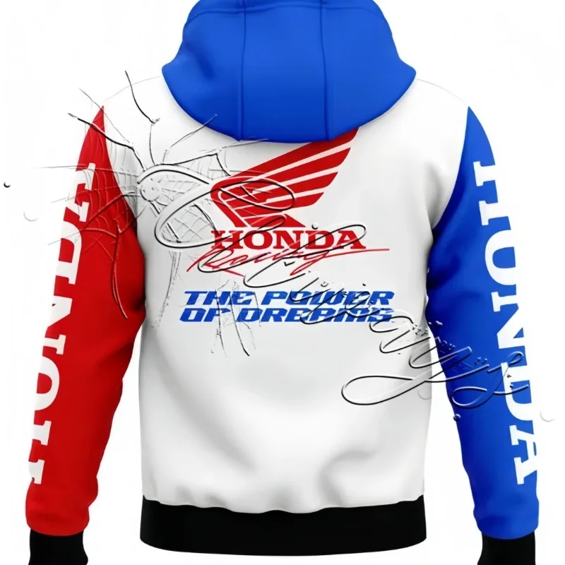 

2026 Honda Racing Track Rider модная толстовка с капюшоном для мужчин и женщин MOTO внедорожные энтузиасты спортивная куртка на молнии на открытом воздухе толстовка