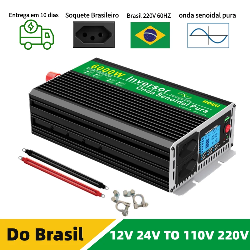 HOULI inverter 12v 110v pure sine wave 6000W 5000W 4000W 3000W power transformer 24v to 220v converter car accessories do brasil