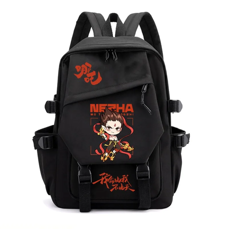 Trendy Nezha Anime Schoolbag for Junior High Students, Double Shoulder Bag with Large Capacity for Boys and Girls