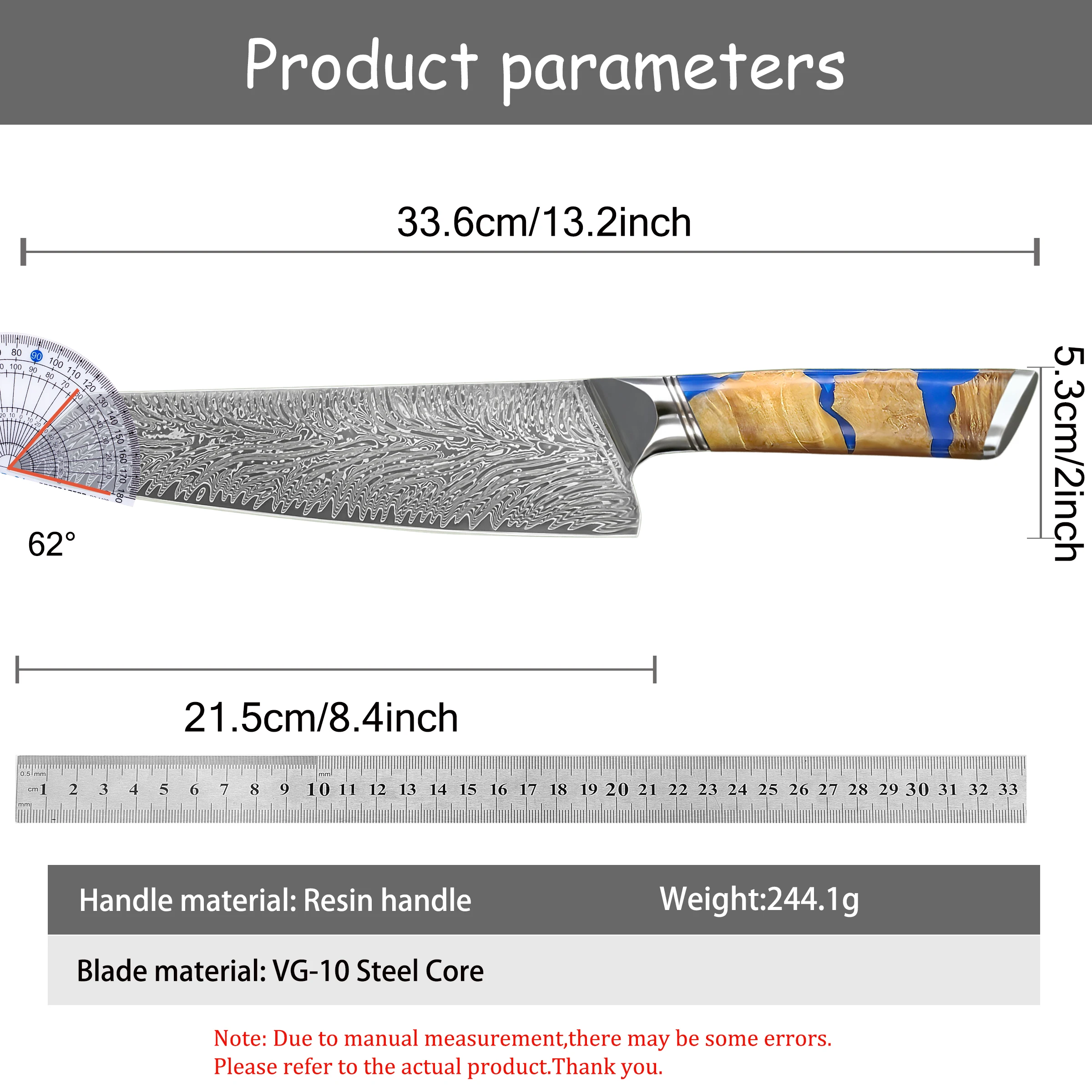 Kiritsuke Knife Meat Cleaver Knife Vegetable Beef Kitchen Knife Cooking knife Home Kitchen Restaurant Knife Kitchen Stuff