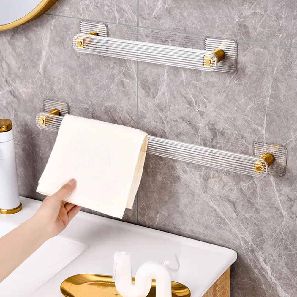 Bathroom Towel Holder Without Drilling Bathroom Wall Mounted Towel Rack Towel Bar Self-Adhesive Bathroom Towel Storage Rack