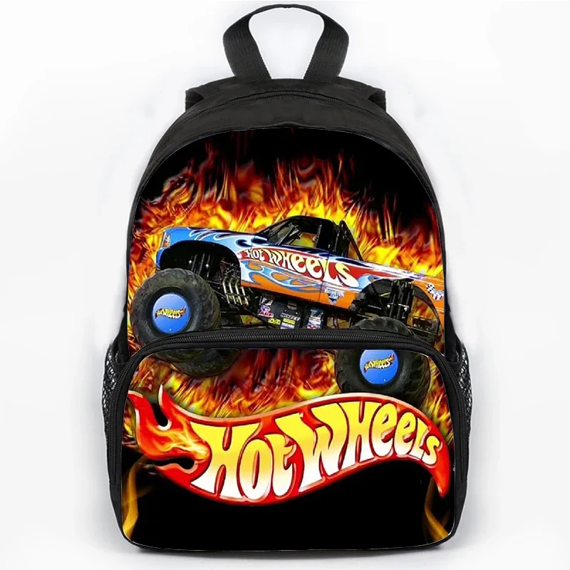 

Рюкзак Hot Wheels с передним карманом для мальчиков и девочек, повседневная школьная сумка с героями мультфильмов, грузовиков, детский рюкзак, водонепроницаемый рюкзак Mochila