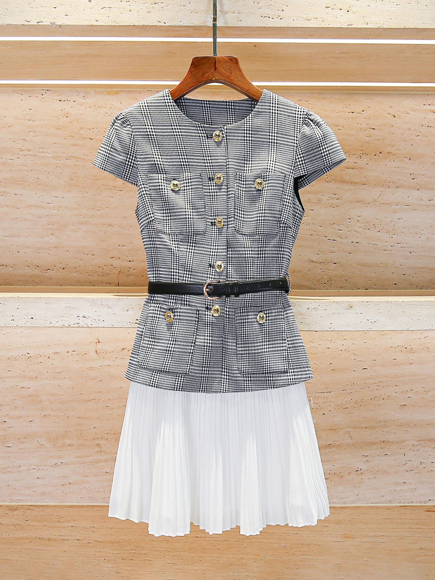 

Летнее женское платье А-силуэта с высокой талией, в клетку, с пуговицами, от SP Home South Oil