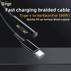 Microsoft Surface Fast charging braided cable,Type-c to Surface ( For 100W ) ,Quickly fill up Surface Pro / Book / Laptop