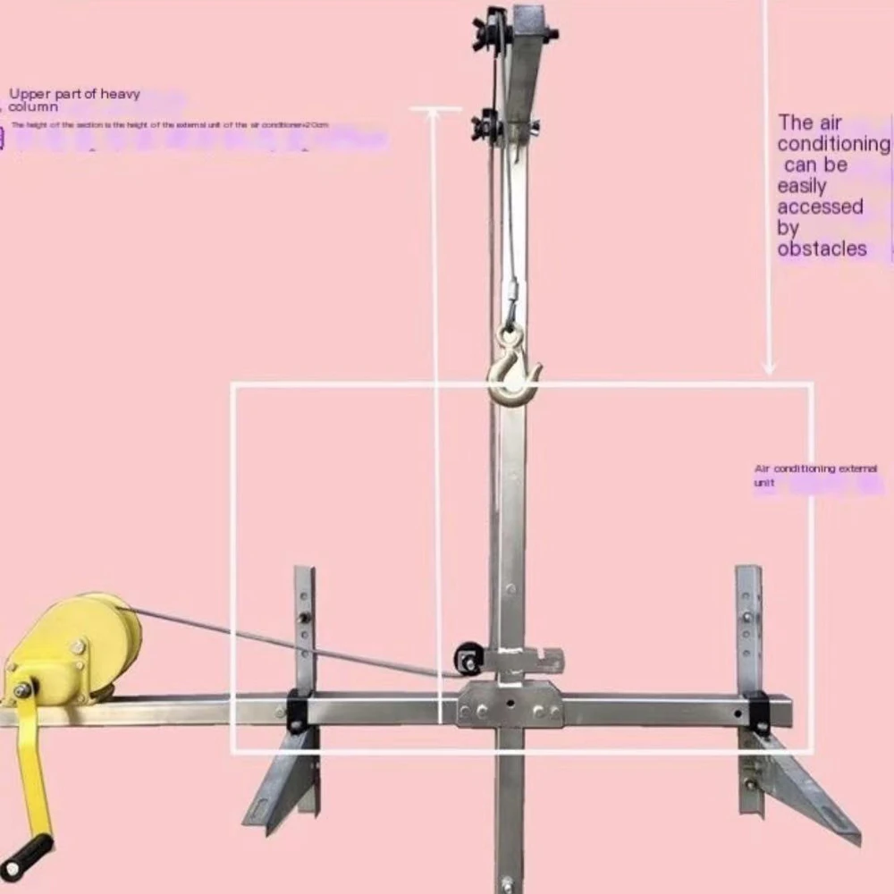 Herramienta de elevación de instalación exterior galvanizada, montaje de cabrestante Manual autoblocante plegable, herramienta de mano de aire