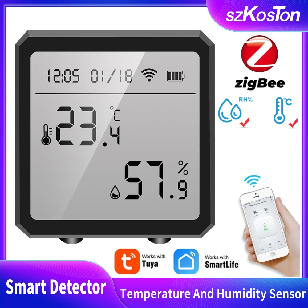 

Tuya Smart ZigBee Temperature and Humidity Sensor Indoor Hygrometer Thermometer With LCD Display Works with Gateway Alexa Google