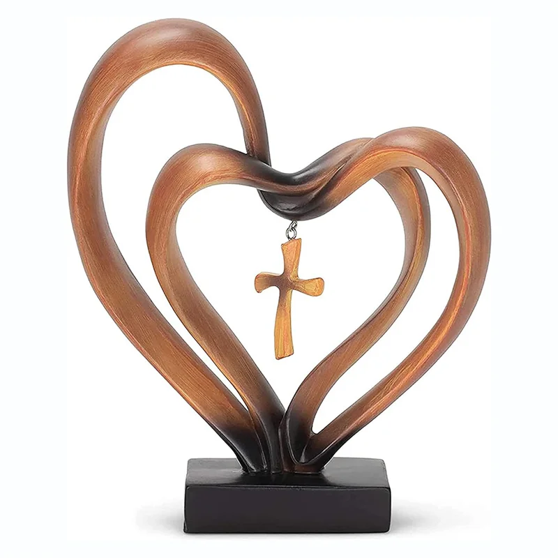 

Easter Jesus Entwined Hearts Decor,with 2 Hearts, Jesus Decorations for Table Christian Standing