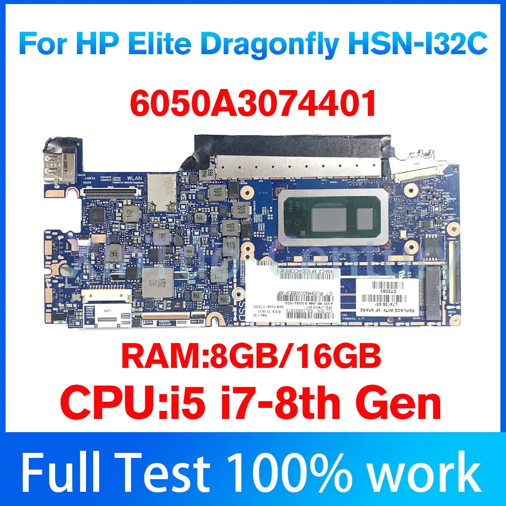 SAMXINNO HSN-I32C Laptop Motherboard For HP Elite Dragonfly 6050A3074401 Notebook Mainboard With i5 i7 8th Gen CPU 8GB 16GB RAM