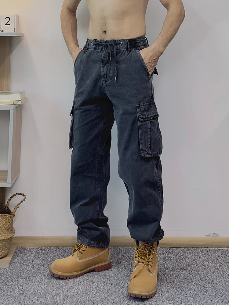 

Autumn New Sle Loose Straight Leg Workwear Pants Men Women American Retro Waed Casual Long Trousers Trendy Cuffed