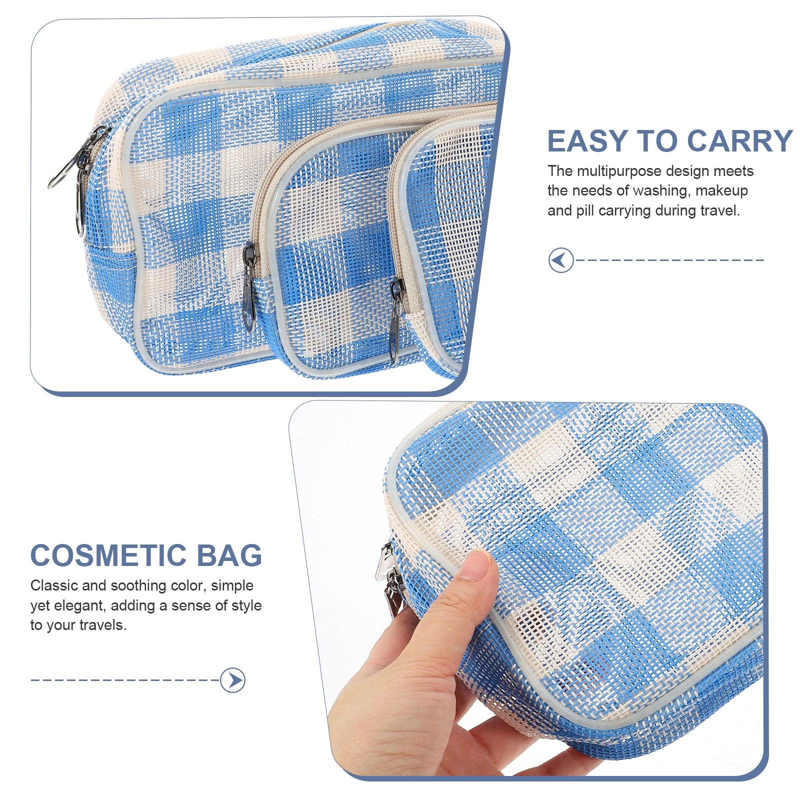

3Pcs Travel Makeup Bags Portable Toiletry Bag Small ganizer Pouches for Women Zipper Storage Earphone Cosmetics