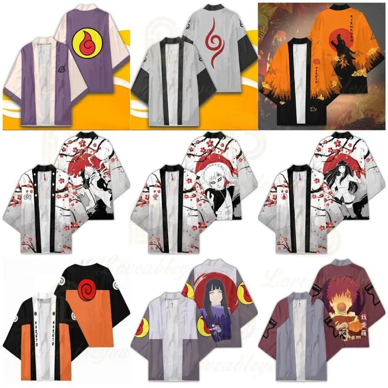 Kimono de Naruto, Anime, Akatsuki, Cosplay, Impresión 3D, Kimono para Hombre, Cárdigan de Haruno Sakura, Bata para Niños, Ropa con Protección Solar
