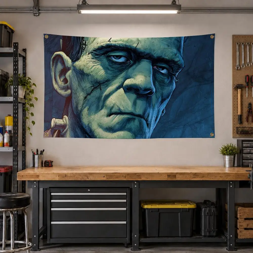 Horror Frankenstein Gothic Flags Personalized Banner Flag Room Dorm Camping Picnic Garage Bar Outdoor Wall Decor