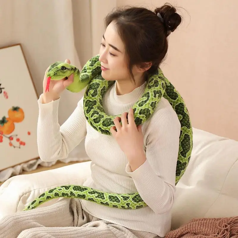 Big Snake Stuffy 78.7in Snake Puppet Comfortable Realistic Snake Natural Plush Dolls Horror Scary Rag Doll For Funny Tricky Gift