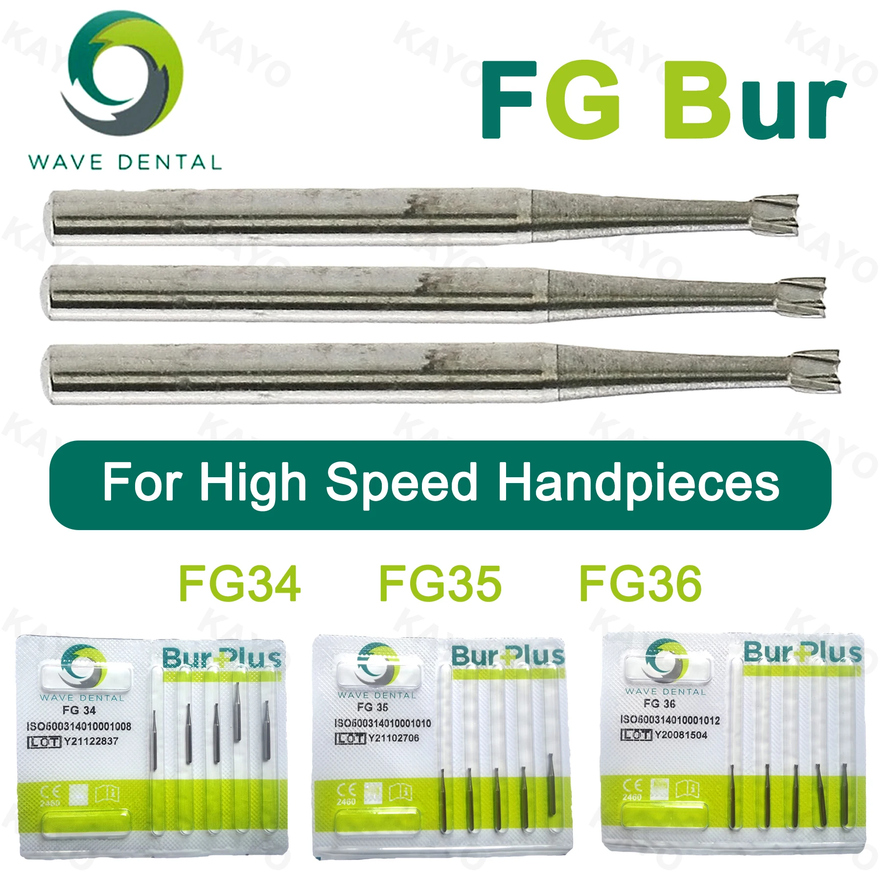 WAVE Dental Tungsten Burs Inverted Cone Head High Speed Drills FG34 35 36 Dia1.6mm For High Speed Handpiece 5Pcs Dental Tools