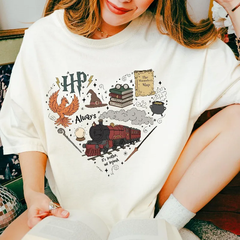 HP Love T-shirt, Fantasy Wizard, Bookworm Magic Harry Potter Fan Gift Quatre Saisons Nouveau Style Unisexe Casual Pur Coton T-shirt