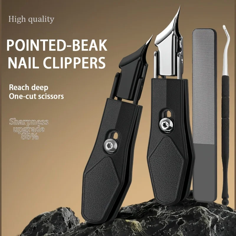 

Thick nail clipper set - 4 in 1 heavy-duty podiatrist grade, stainless steel blades with easy to grip handle, suitable for inwar