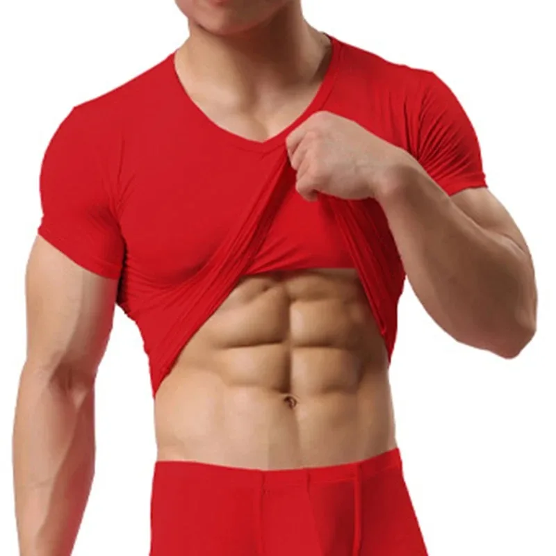 Heren pure ondershirts man ijszijde mesh doorzichtige basics shirts sexy fitness bodybuilding ondergoed