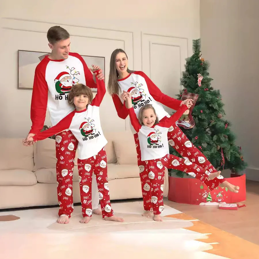 New Year Clothes 2024 Women Men Boys Girls Clothing Set Cartoon Dinosaur Print Christmas Pyjamas 2pcs Soft Sleepwear Family Look