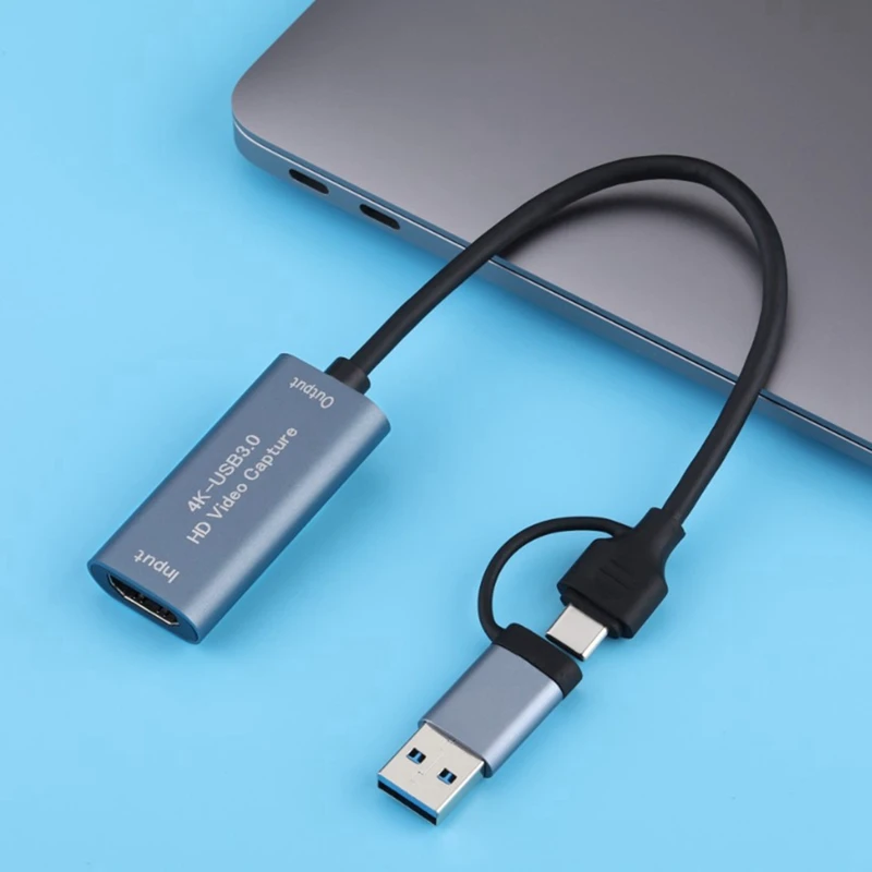 Tarjeta de captura de vídeo USB3.0, tarjeta grabadora de videojuegos 4K, Compatible con USB tipo C para transmisión en vivo de juegos