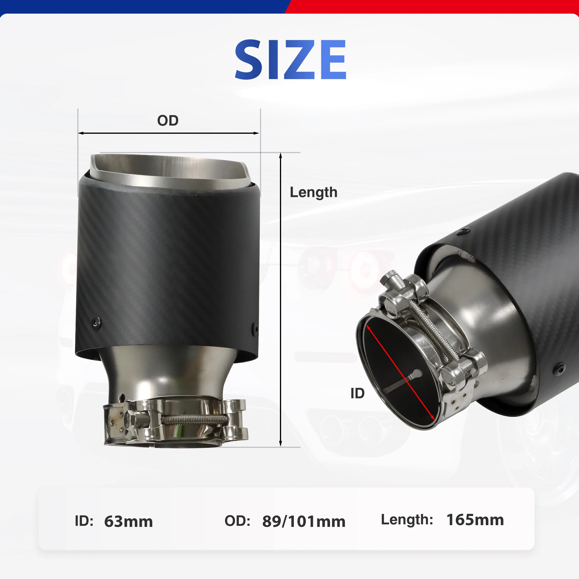 ER Matte Carbon Fiber Exhaust Tip Universal Car Decorate Exhaust Muffler Nozzle for vw bmw audi modify akrapovic style