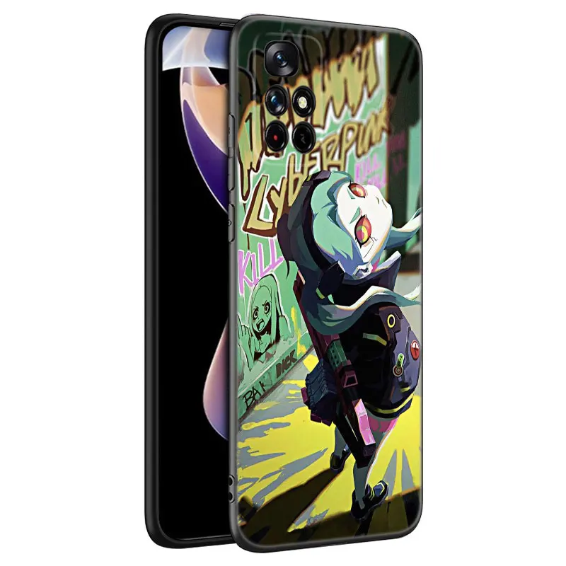 Rebecca Cyberpunk Edgerunners Black Phone Case For Xiaomi Redmi Note 10 11 11S 12 13 4G 8 9 11T Pro 5G Plus 8T 9S 10S 12S