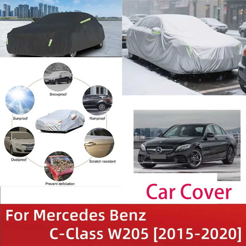 

For Mercedes Benz C-Class W205 2015-2020 Full Car Covers Outdoor Sun Anti UV Rain Snow Dust Protection Oxford Cloth Accessories