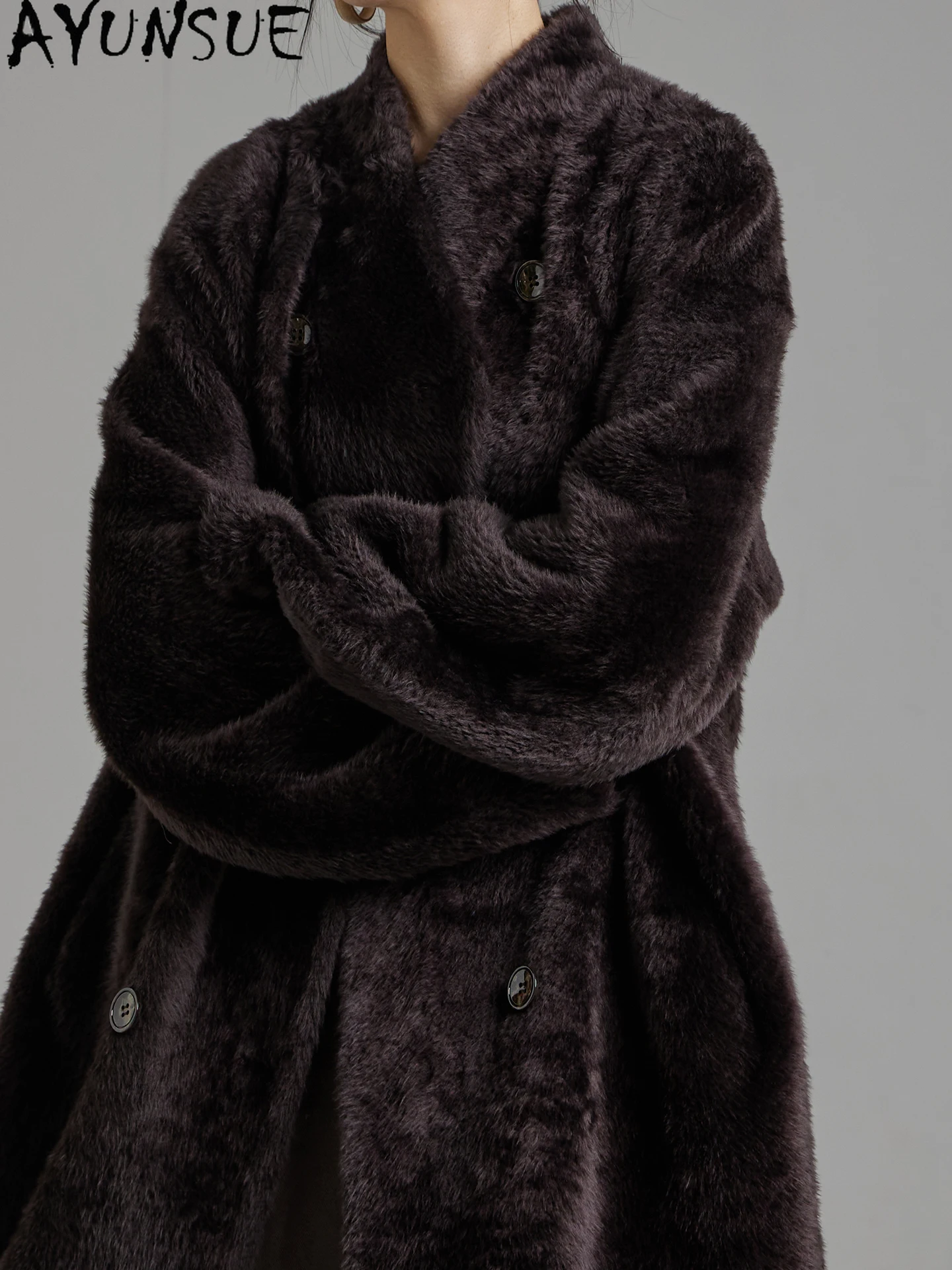 معطف فرو من جلد الغنم الطبيعي من AYUNSUE ملابس شتوية دافئة للنساء من صوف الضأن سترة من الجلد الطبيعي للسيدات فاخرة 2025 شوبانا Жenskie #2