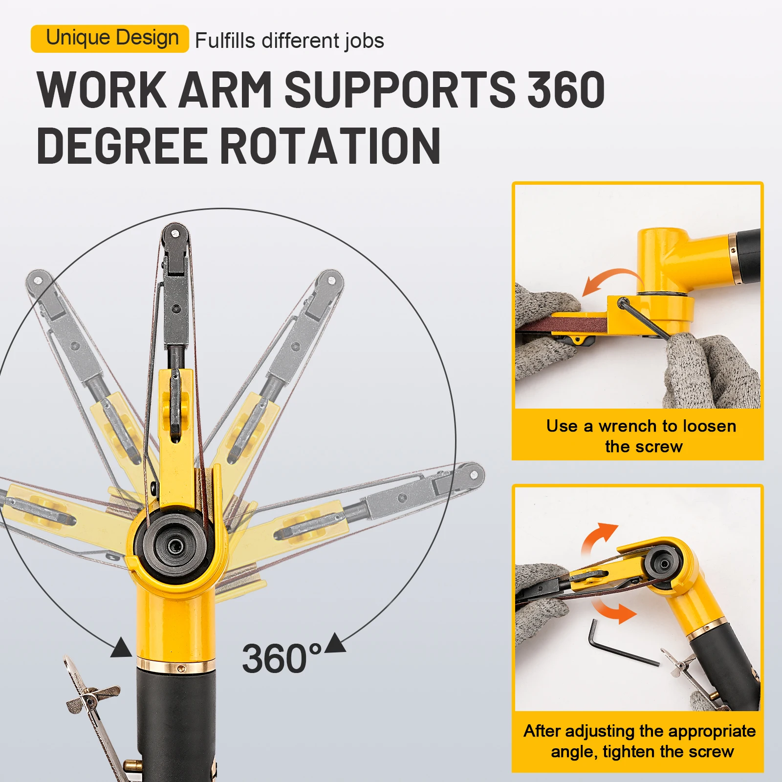 330x10mm Air Belt Sander Air Compressor Angle Grinder Adjustable Pneumatic Grinding Machine With 12Pcs Sanding Belt