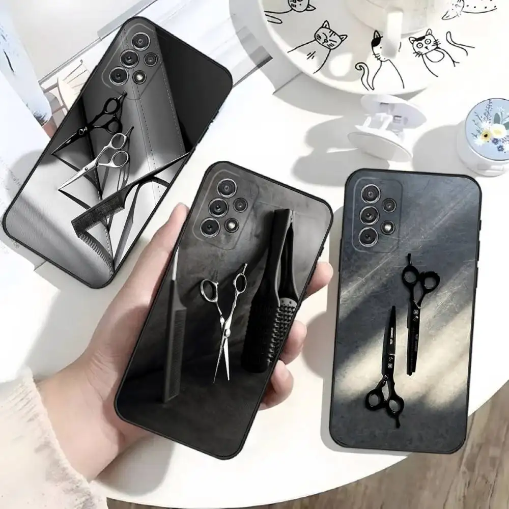 

Barber Shop Hair style tools Phone Case For Samsung S25,S24,S21,S22,S23,S30,Ultra,S20,Plus,Fe,Lite,Note,10 Black Soft Shell