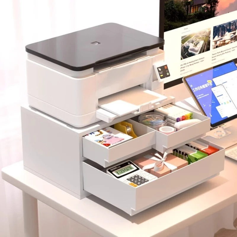 Desktop printer Shelf Multi-layer document A4 paper finishing rack Home office Height increase Copier storage rack 37 * 26 * 9cm