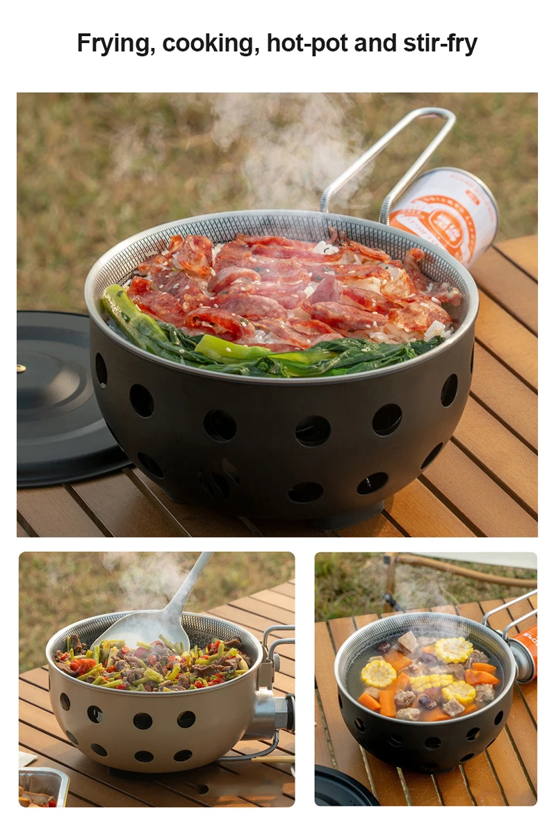 New Camping Gas Stove Windproof Cooking Pot Outdoor Cookware Portable Camp Picnic Stove