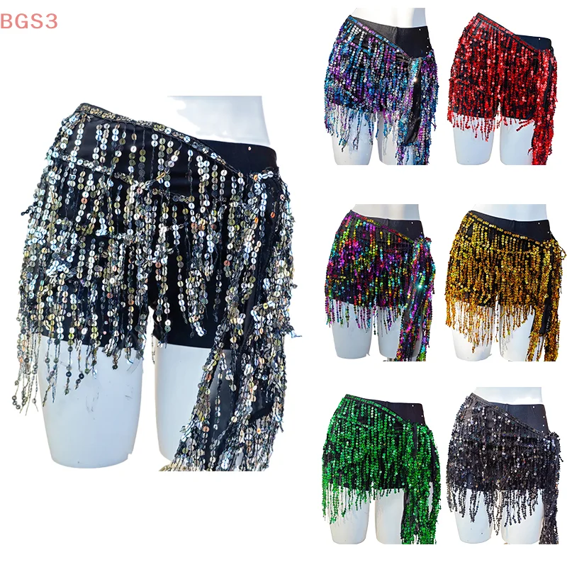

Belly Dancing Hip Scarf For Women Sequin Colorful Belly Dance Hip Scarf Party Belt India Waist Chains Tassels Skirt Gifts
