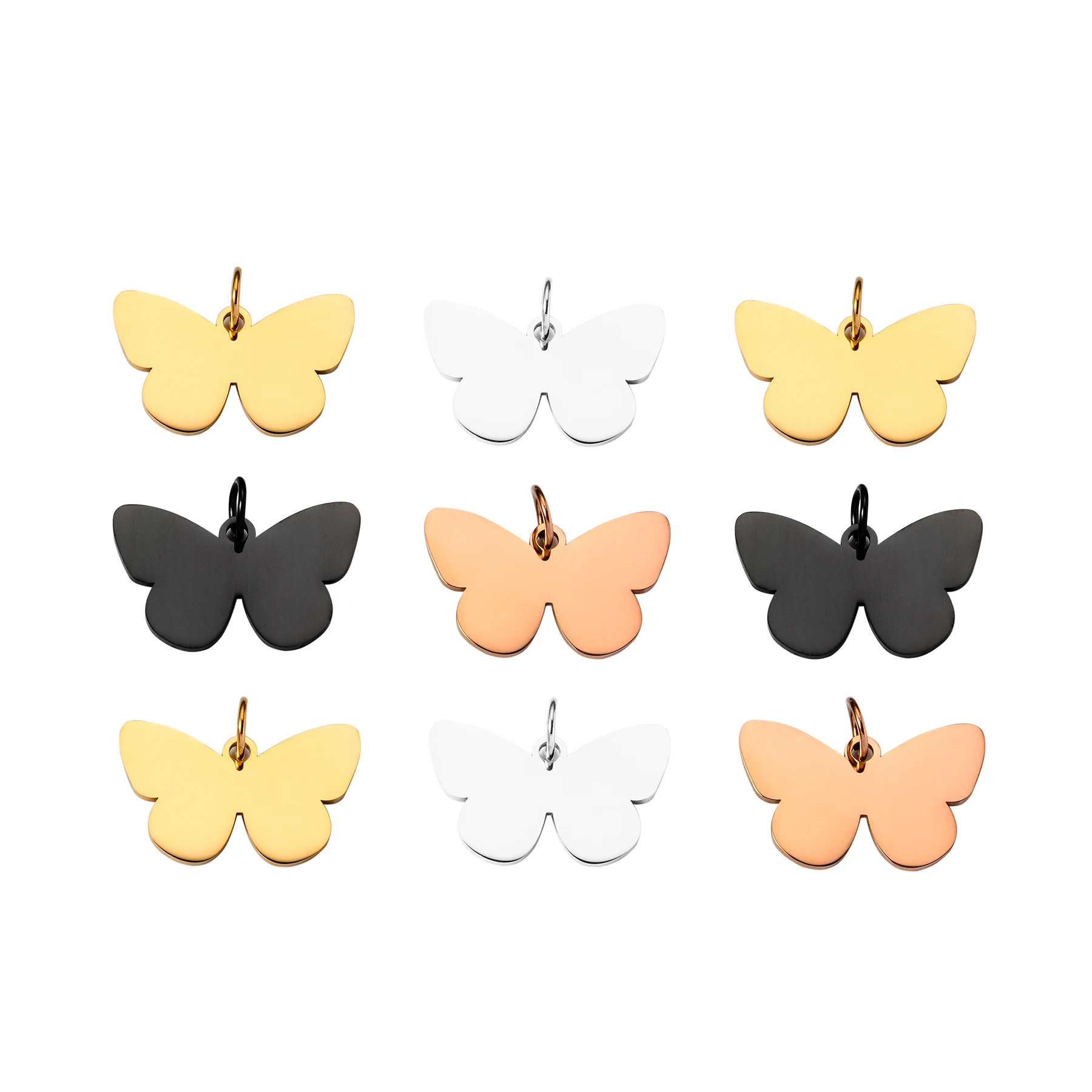 3 Stück 4 Farben Edelstahl Schmetterling Hund ID Tags Haustier Blanko Hund Katze Name Medaille Halsband Welpen Tag Anhänger Zubehör 18x30mm – Detail 3