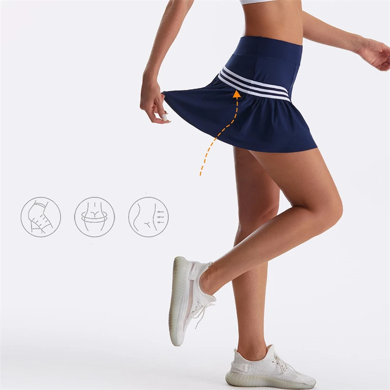 Hot Sale Women Sports Tennis Skirt Breathable Running Exercise Short Skirt High Waist Tennis Skirt