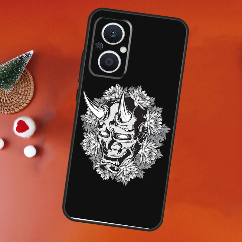 Custodia giapponese Oni Hannya Demon Mask per OPPO Trova X5 X6 X8 X9 Pro OPPO Reno 8T 7 8 Lite 13F 14F 12F 11F 10 13 14 Pro Cover