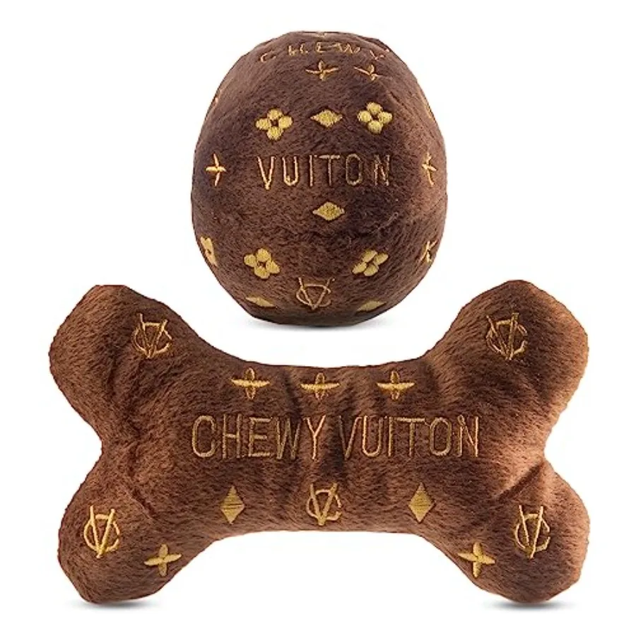 

Набор из 2 уникальных пищащих плюшевых игрушек Chewnel: косточка и мячик Chewnel