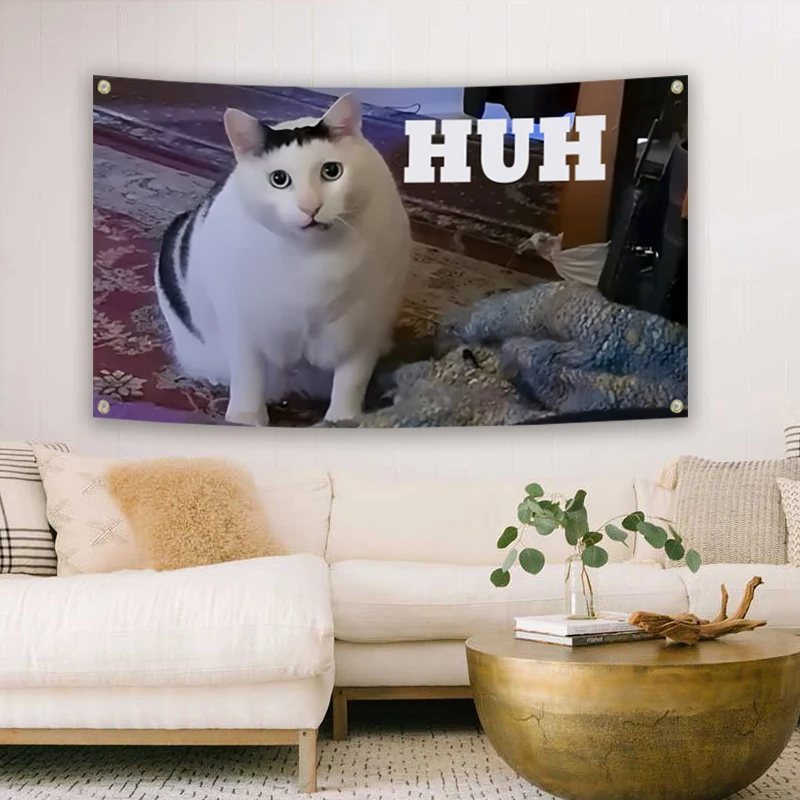 علم ديكور "هوه" كات ميمي، 3x5ft 2x3ft، نمط معاصر، علم للمنزل وديكور الأريكة، علم لطيف #4